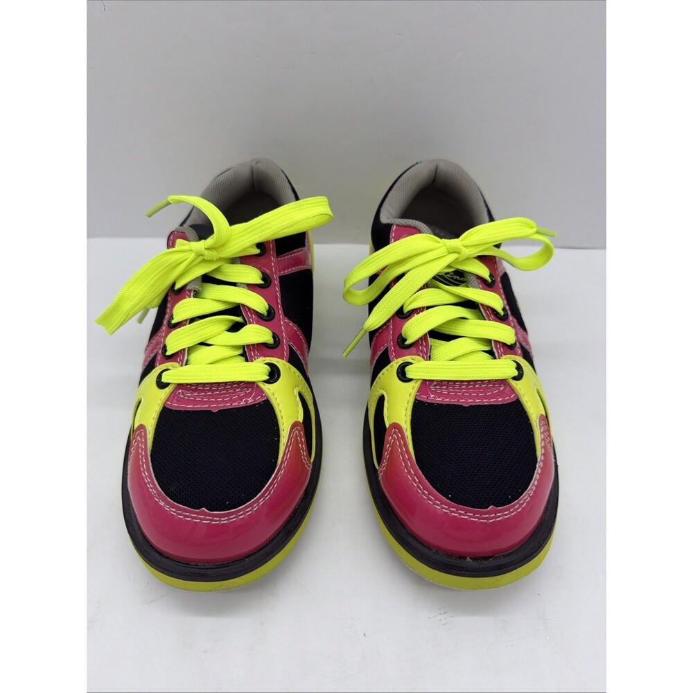 Linds Bowling Shoes Womens Size 6.5 Black Pink Green Neon Leah Glo Lace up